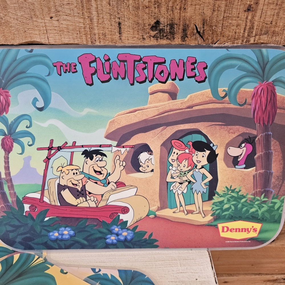 Vintage '89 "The Flintstones" Denny's Collectible Placemats Set Of 5 - Picture 3 of 7